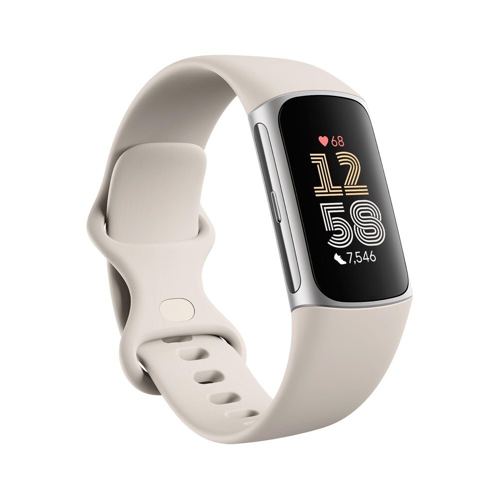 Fitbit Charge 6 fitness tracker beige silicone band